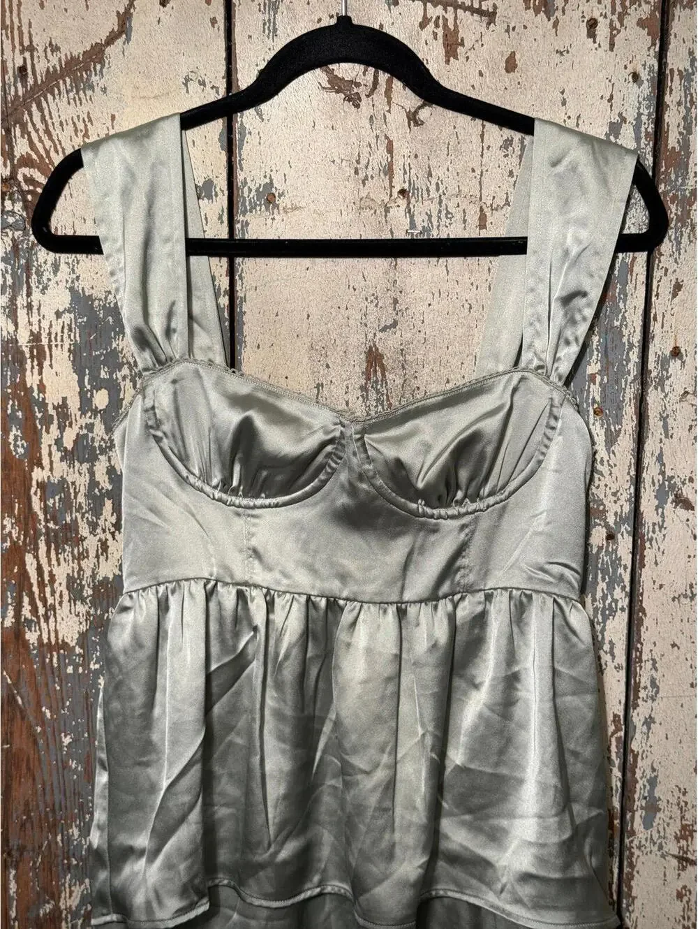 WeWoreWhat Corset High Low Maxi dress Fog Green size 4